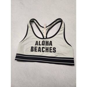 Victoria’s Secret PINK Logo Band Lightly Lined Pink Aloha Beaches Sports Bra M